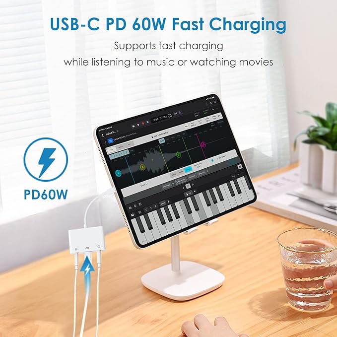 USB C to 3.5mm Audio Adapter, 3-in-1 Aux to USB C Headphone Splitter - Image 6