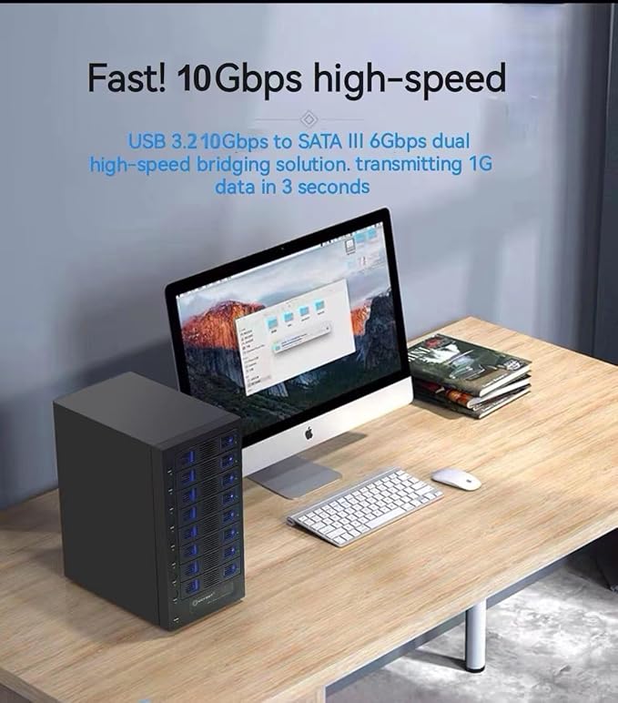 8 Bay Tool Less Tray Hot Swapable 2.5" and 3.5" SATA Hard Drive External USB-C - Image 10