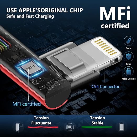 10ft iPhone Charger Cable, Long Fast Charging Cord Compatible - Image 2
