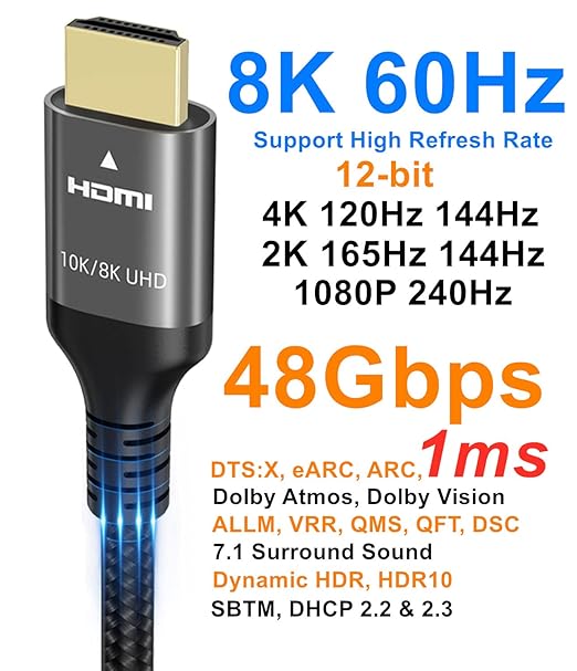 10K 8K 4K HDMI Cable 48Gbps 20 FT, Certified Ultra High Speed HDMI® Cable 4K - Image 3