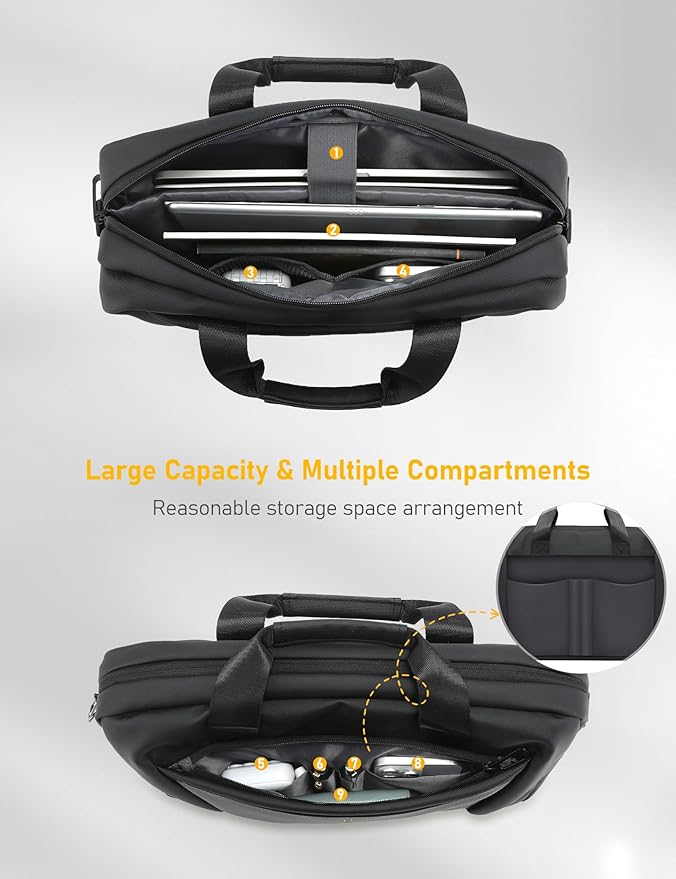 13-14 Inch Laptop Shoulder Bag Business Briefcase Water Resistant Computer - Image 2