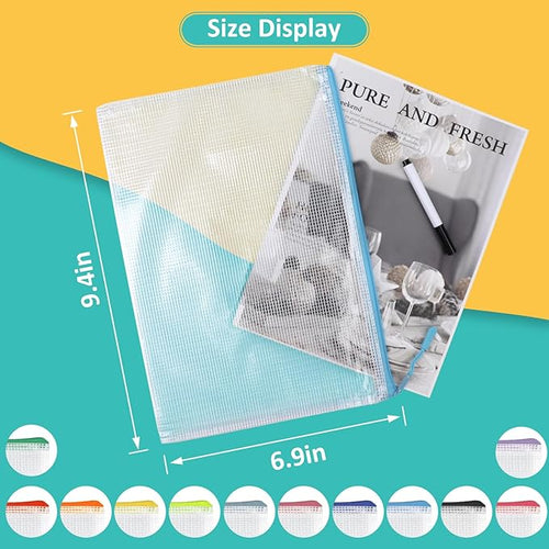 12pcs Mesh Zipper Pouch Bags, A5 Puzzle Bag - Image 2