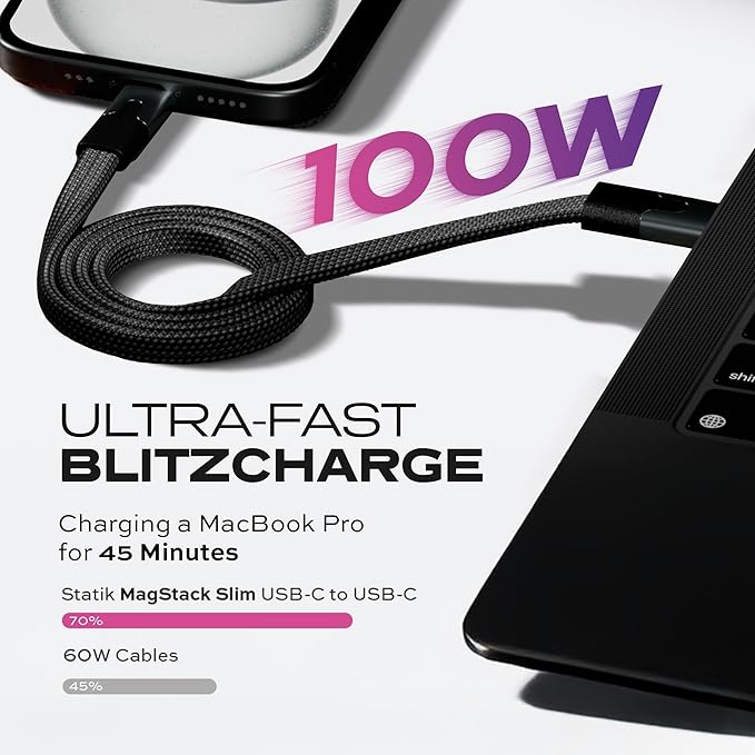 Statik MagStack USB C to USB C Cable, Magnetic Anti Tangle Flat Type C Charger - Image 3