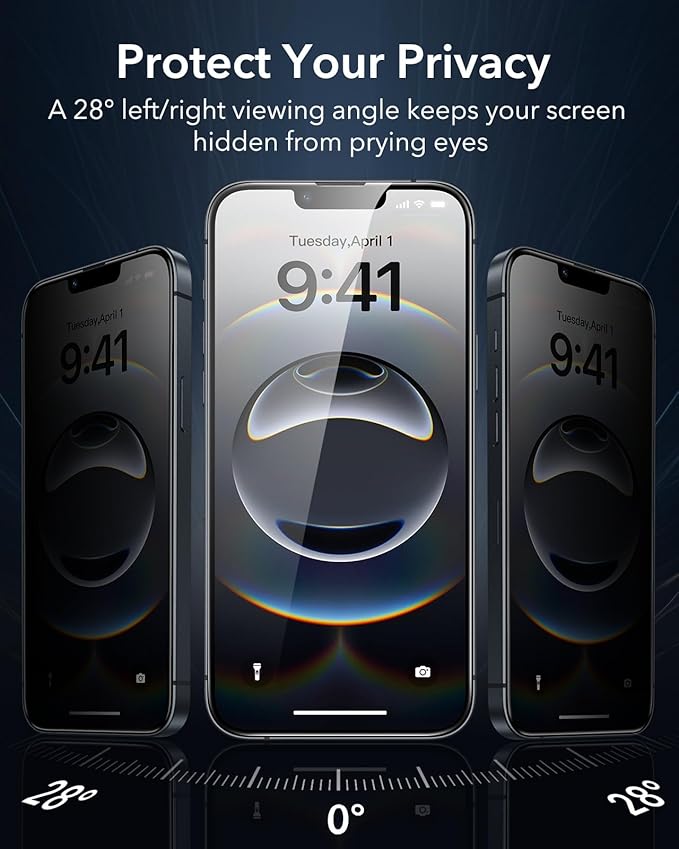 ESR 3 Pack 9H+ Glass for iPhone 16e/ iPhone 14/ iPhone 13/13 Pro Privacy Screen - Image 3