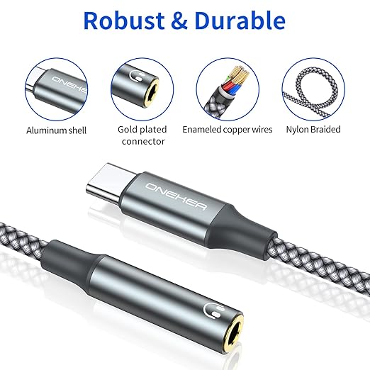 USB Type C to 3.5mm Headphone Jack Adapter, USB C to Aux Female Audio Dongle - Image 4