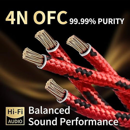 10 AWG Audiophile HiFi Speaker Audio Cable–4N OFC Core, 24K Gold-Plated Banana - Image 2
