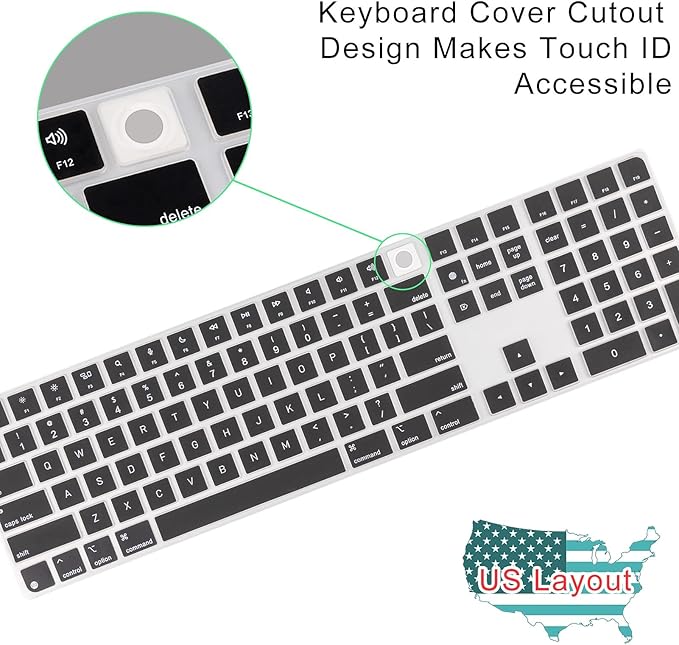 Allinside Black Keyboard Cover for 2024 Mac Magic Keyboard - Image 3