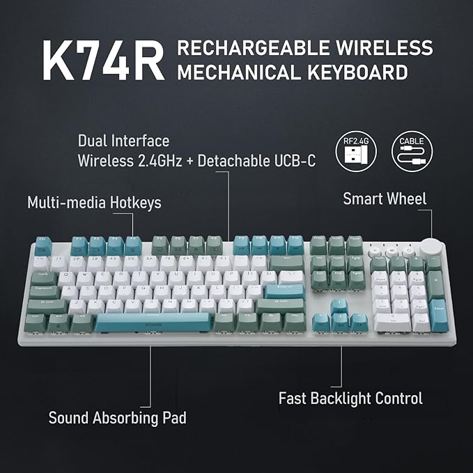 iRocks K74R Wireless RGB Illuminated Mechanical Gaming Keyboard, Hot-Swappable - Image 2