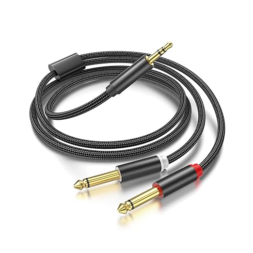 3.5mm to Dual 1/4 Adapter 1/8 to 6.35mm TS Mono Audio Cable Stereo Breakout by Yumiwoow