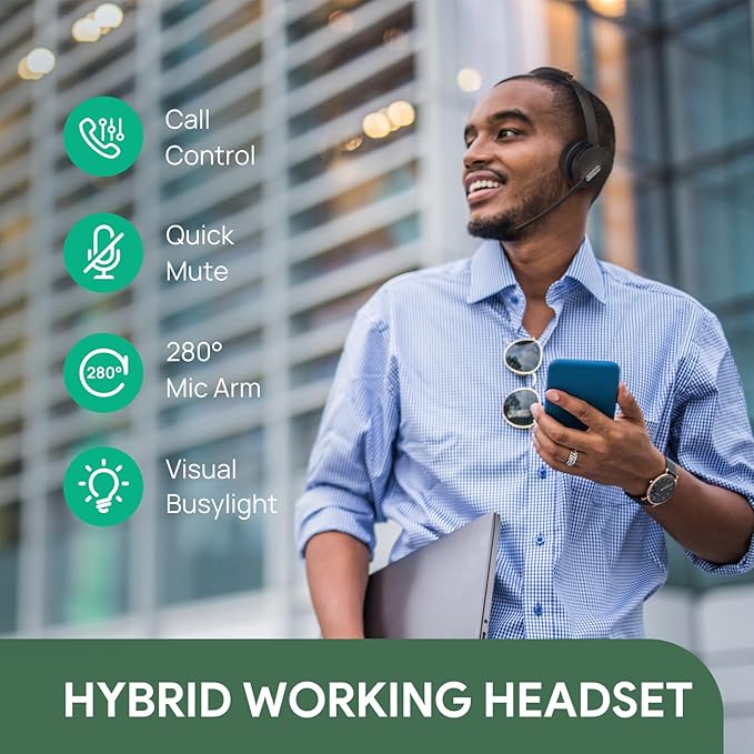 Yealink WH64 Hybrid DECT& Bluetooth Wireless Headset, 492ft Range Mono UC Zoom - Image 8