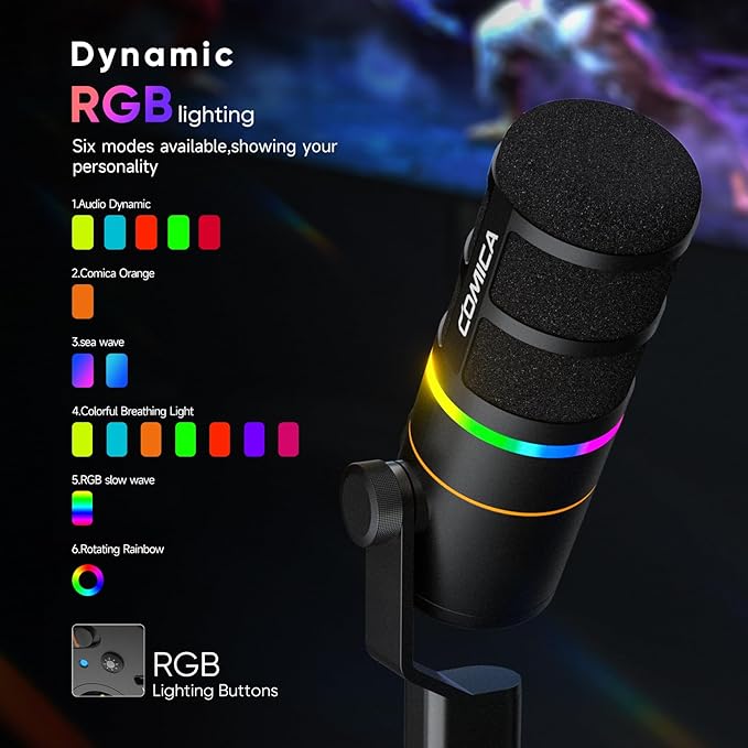 COMICA EJoy D10 USB Gaming Microphone – RGB Dynamic Mic - Image 4
