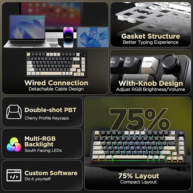YUNZII B75 Mechanical Keyboard, 75% Layout - Image 2