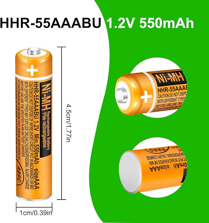 6 Pack HHR-55AAABU NI-MH Rechargeable Battery 550mAh AAA 1.2V Batteries - Image 2