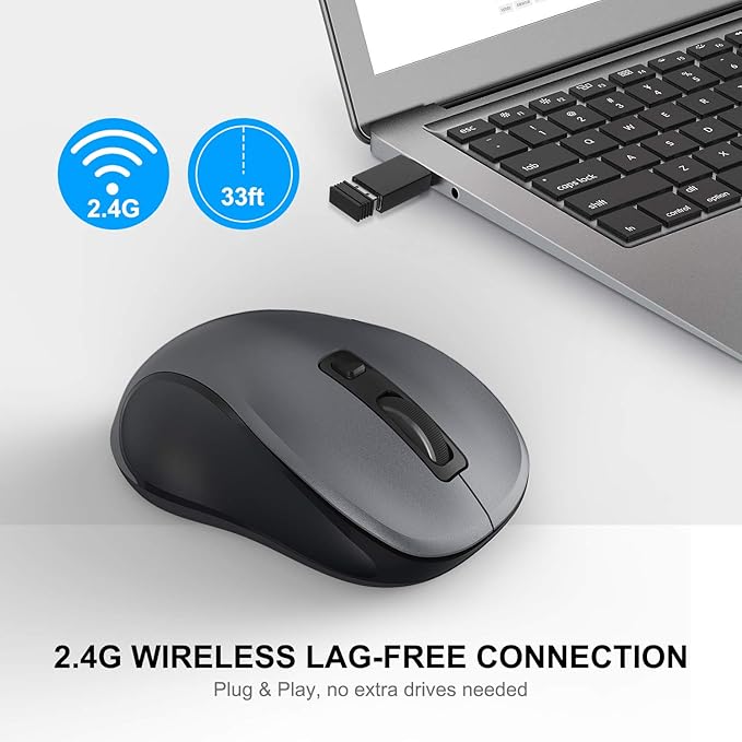 WisFox 2.4G Wireless Mouse for Laptop, Ergonomic Computer Mouse - Image 3