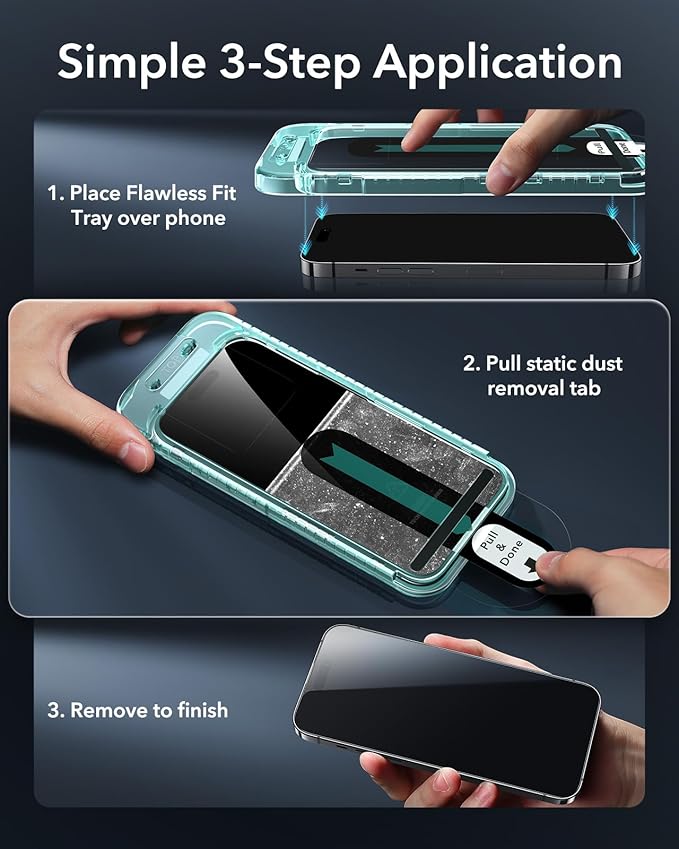 ESR 3 Pack for iPhone 14 Pro Max Screen Protector, Tempered Glass Film - Image 3