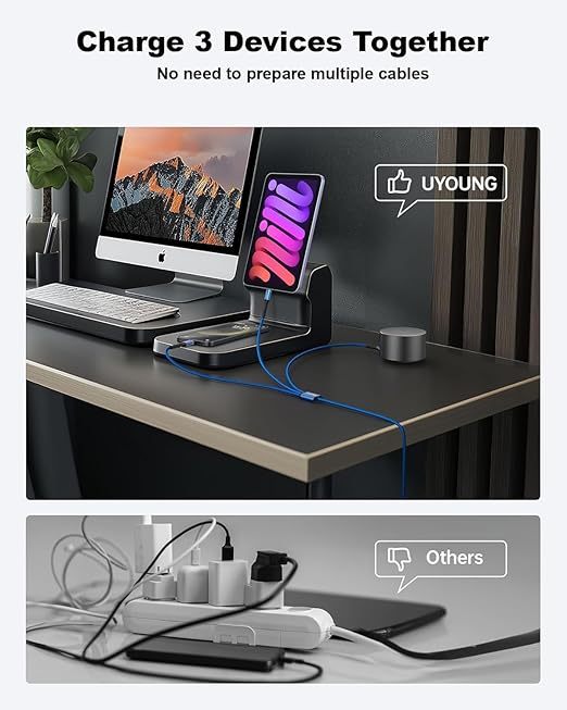 Short Multi Charging Cable 1FT 2Pack 3 in 1 Charger Cord Braided Universal - Image 3