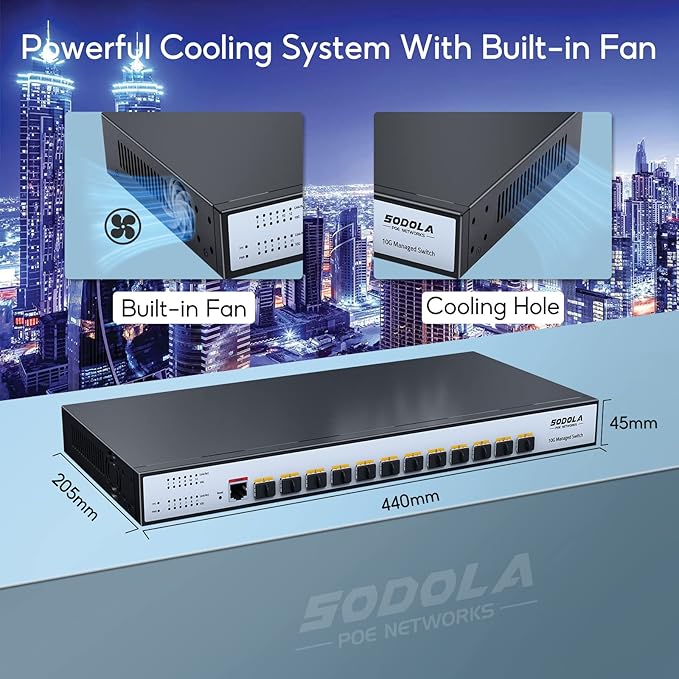 SODOLA 12 Port 10G SFP+ Smart Switch| L2/L3+ Smart Managed | DoS Attack - Image 8