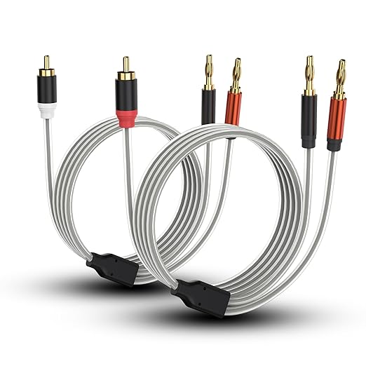 HOSONGIN RCA to Banana Plug Speaker Cable 10 Feet -2 Pack by HOSONGIN
