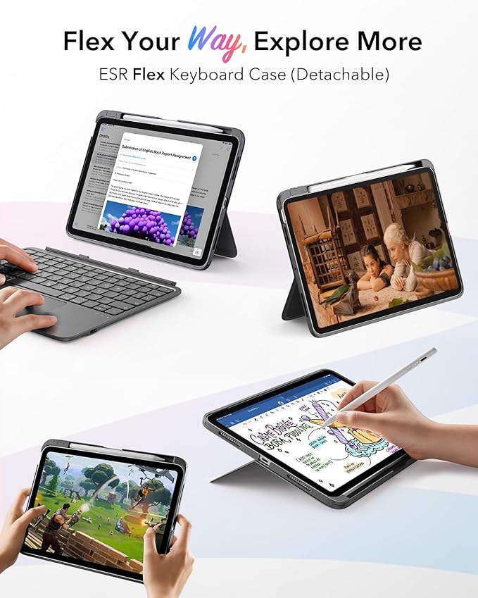 ESR for iPad 11th/10th Gen Flex Keyboard Case, Ultra-Light Magnetic Detachable - Image 3