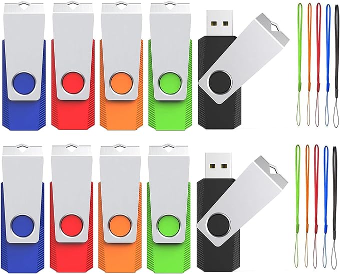 8GB Flash Drive 10 Pack, Wooolken USB 2.0 Memory Stick Thumb Drive by WOOOLKEN