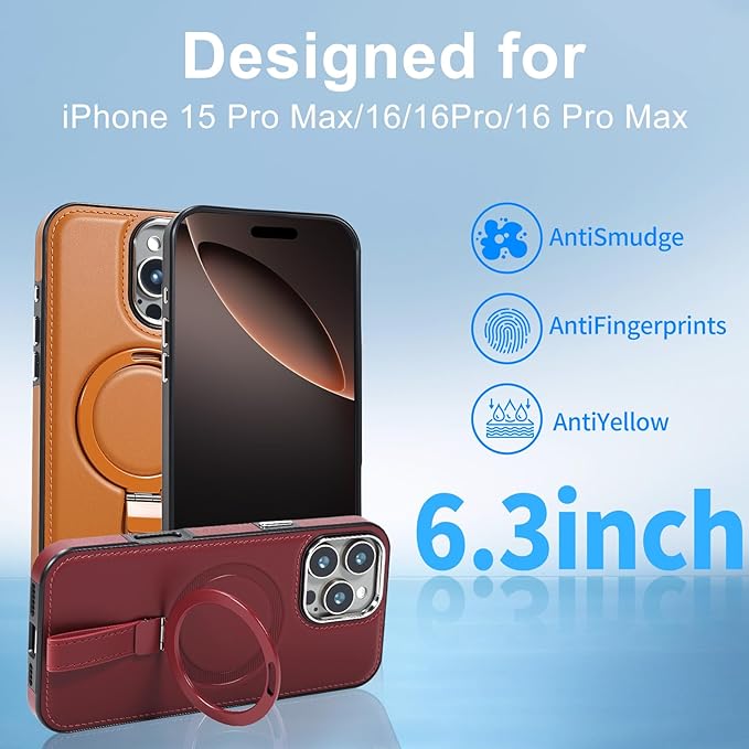 Leather Case, Suitable for iPhone 16 Pro Max Case, Invisible Magnetic Design - Image 2