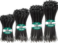 800 PCS Black Zip Ties Assorted Sizes 8+12+14+18 Inch Self-locking Nylon Cable by MasiStranth