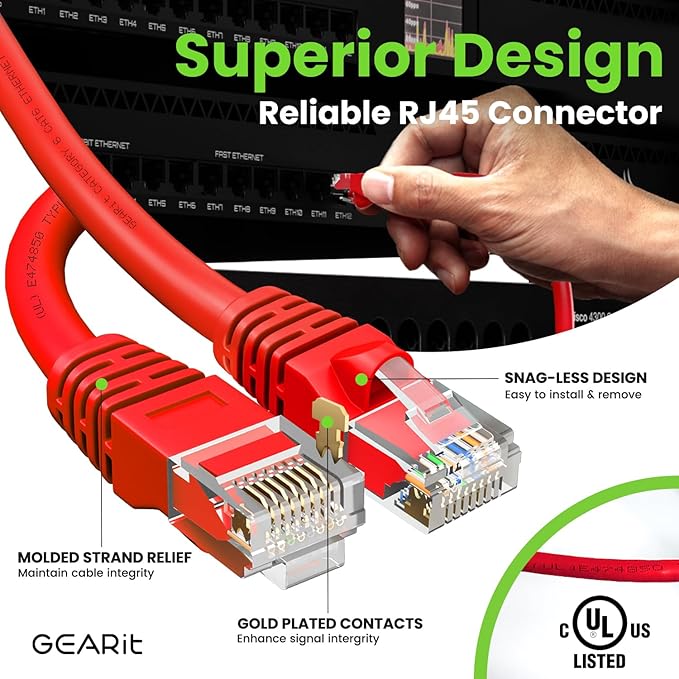 GearIT Cat 6 Ethernet Cable Cat6 Network Patch, Snagless Cord, Internet - Image 4