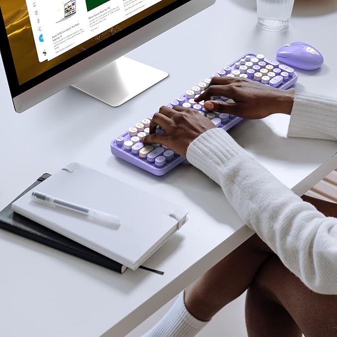 KNOWSQT Wireless Keyboard and Mouse Combo Purple Colorful - Image 5
