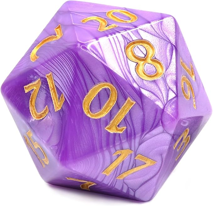 20 Sided DND Dice, D20 Giant Polyhedral Dice, 55mm Titan Large Pearl Color D20 by Handan