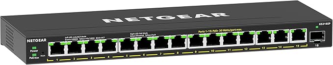 NETGEAR 16-Port PoE Gigabit Ethernet Easy Smart Managed Essentials Switch by NETGEAR