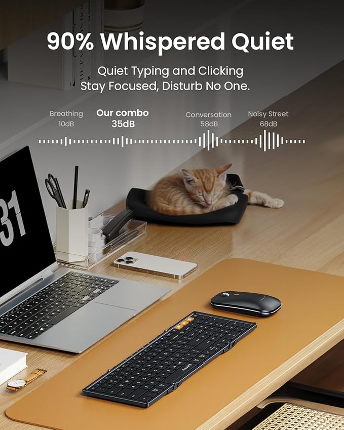 ProtoArc Foldable Keyboard and Mouse, XKM01 True Full-Size Folding Bluetooth - Image 7