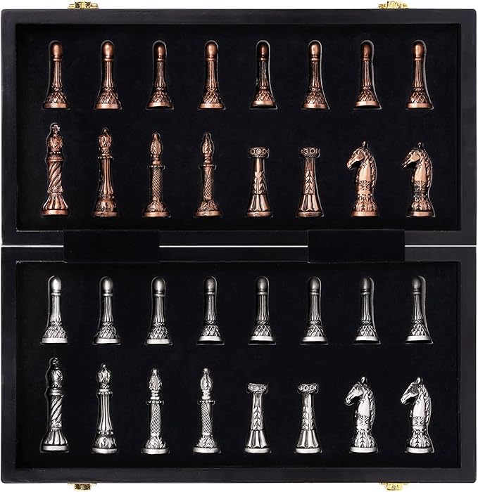 Retro Metal Chess Set for Adults and Kids – Marbling Chess Board - Image 6