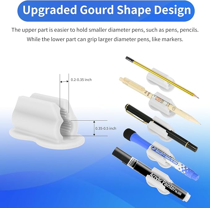 12PCS Pen Holder for Desk, Upgraded Adhesive Pen Pencil Holder for Desk Wall - Image 3