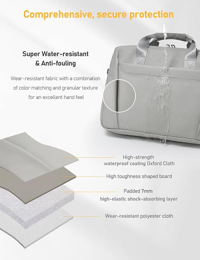 13-14 Inch Laptop Shoulder Bag Business Briefcase Water Resistant Computer - Image 3