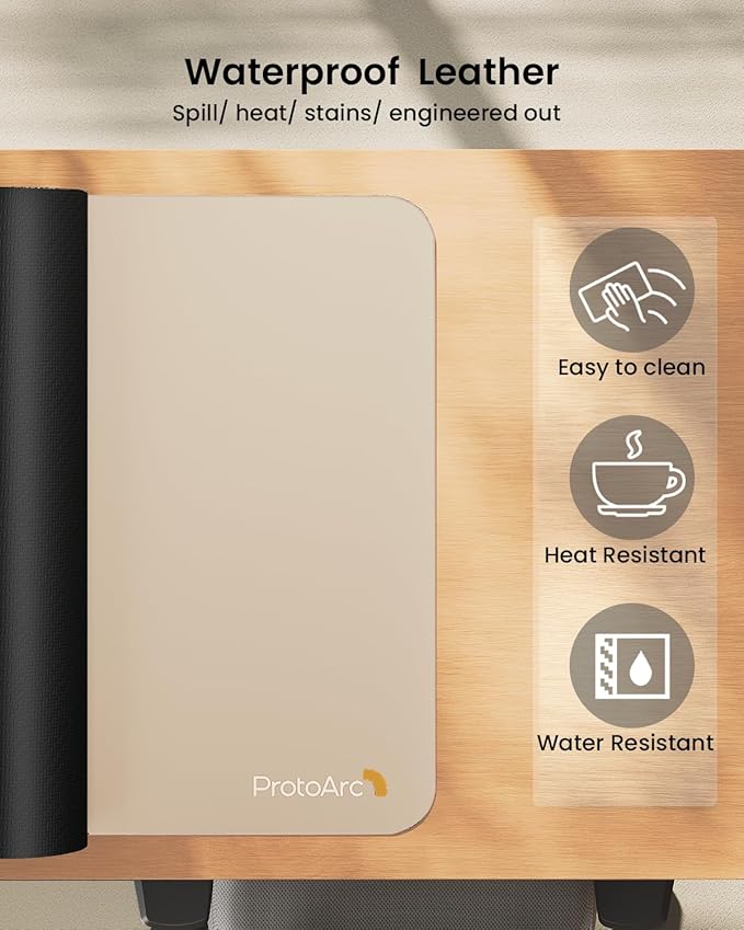 ProtoArc Leather Desk Mat, Large Mouse Pad- 31.5×15.8 inch, Non-Slip PU Leather - Image 4