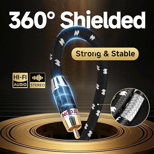 TODN RCA Cables Audiophile Male to Male Stereo Shielded HiFi OFC Car Audio RCA - Image 3