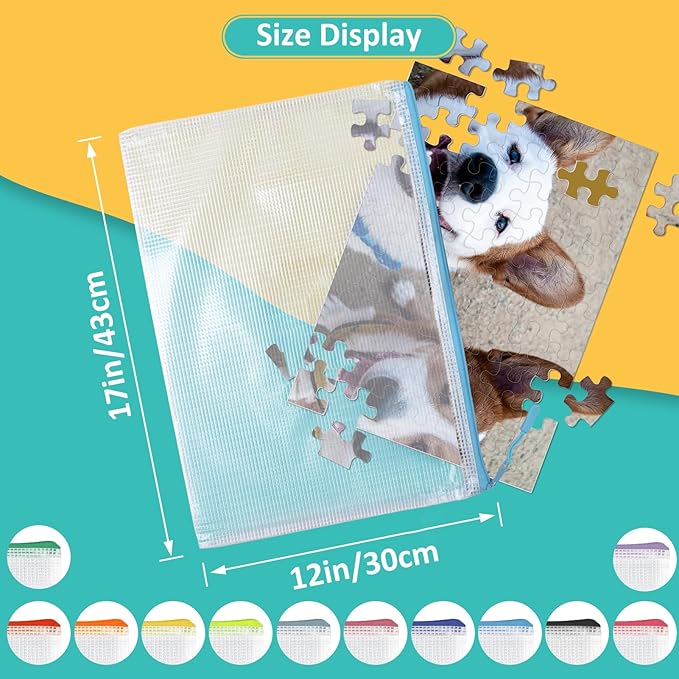12pcs Mesh Zipper Pouch Bags, Extra Large A3 Puzzle Bag - Image 2
