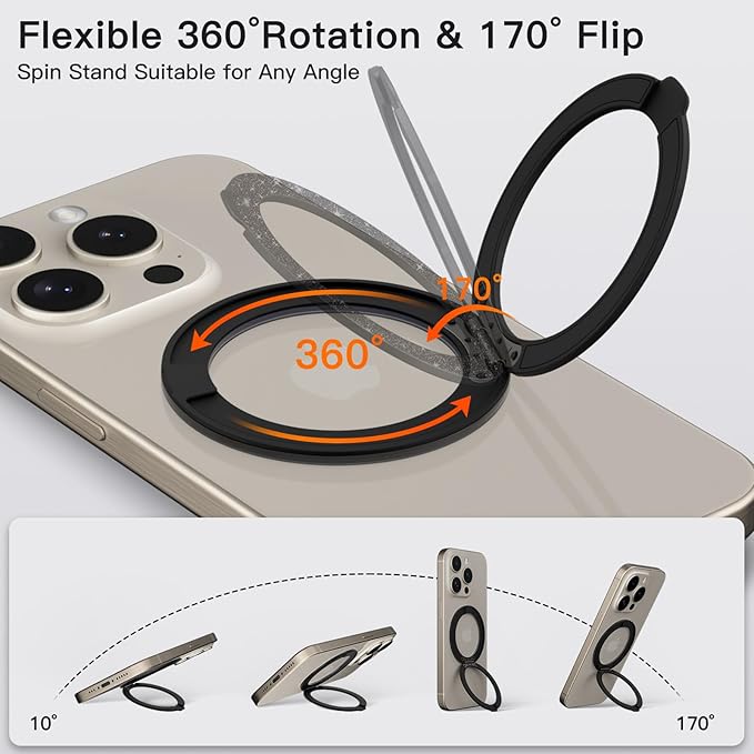 COOLQO 2Pcs 360 Spin Cell Grip Ring Phone Stand Magnetic Holders - Image 3