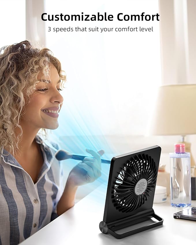 Koonie Portable Desk Fan, 3.5-20hrs Battery Operated Small USB Fan - Image 6