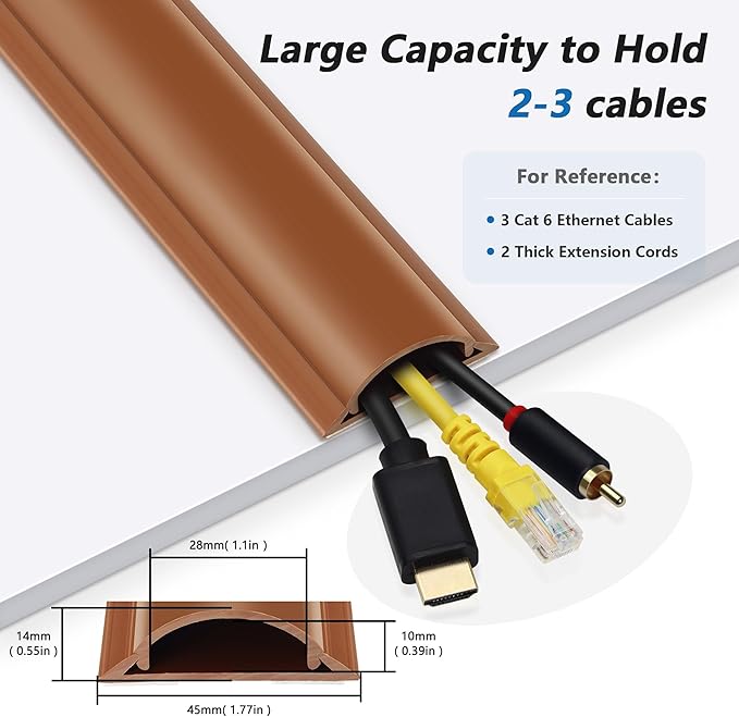 Cord Hider Floor 68in, Large Capacity Floor Cord Cover, Hard PVC Wire Cover - Image 2
