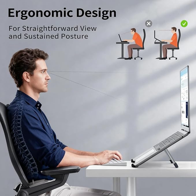 Protable Laptop Stand for Desk, Foldable Laptop Riser Holder, Ventilated - Image 2