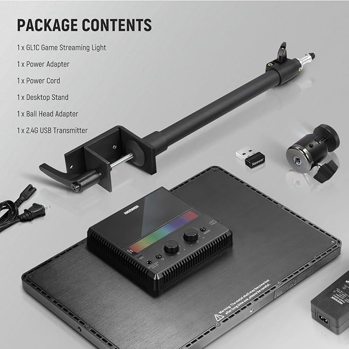 NEEWER GL1C RGB 15.5" Key Light, 48W Edge Lit Soft LED Video Panel Streaming - Image 9