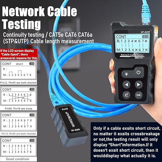 NF-8209 Network Cable Tester for POE Test/CAT5e/CAT6/CAT6a LAN Ethernet Wire - Image 4