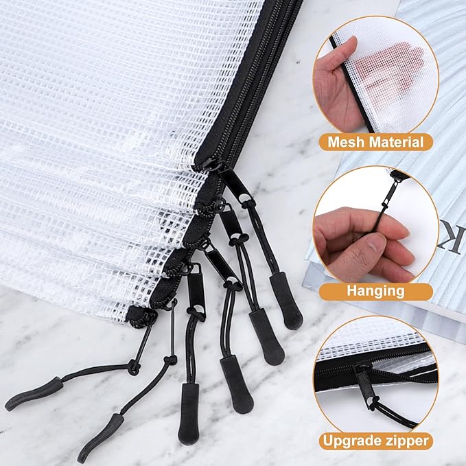 12pcs Mesh Zipper Pouch Puzzle Storage Bags A3 17x12 Inches Large File Bags - Image 3
