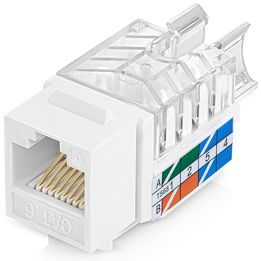 Everest 45° Angled RJ45 Cat6 Keystone Jacks 20-Pack in White by EverestMediaSolutions