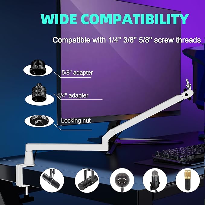 Low Profile Mic Arm Microphone Boom Arm Professional Adjustable - Image 7
