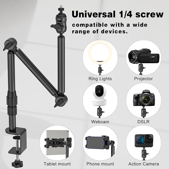 Overhead Camera Mount for Desk, 30.9" Foldable Camera Desk Mount Stand - Image 6