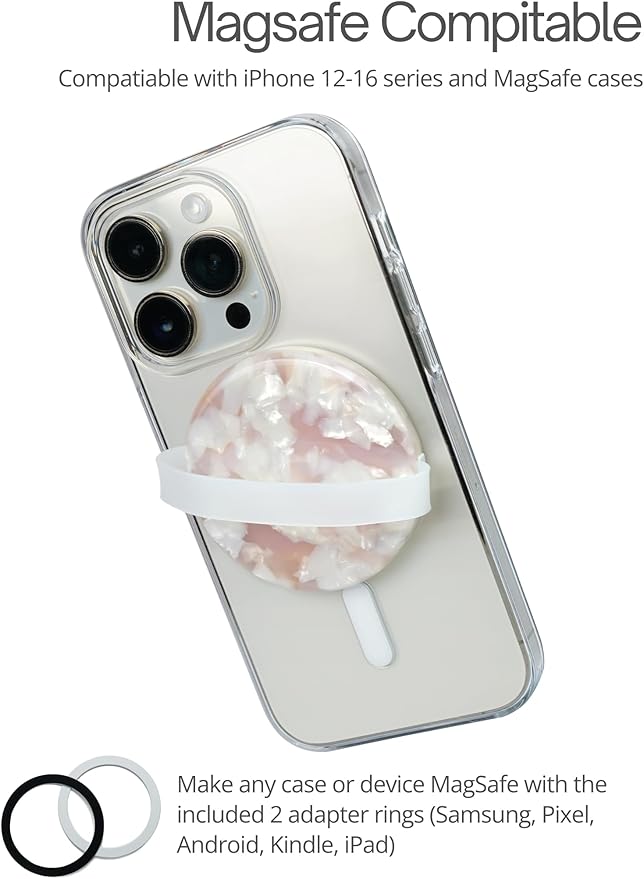 Heesch Magnetic Phone Grip for Back of Phone Light Pink Finger Strap for Phone - Image 2