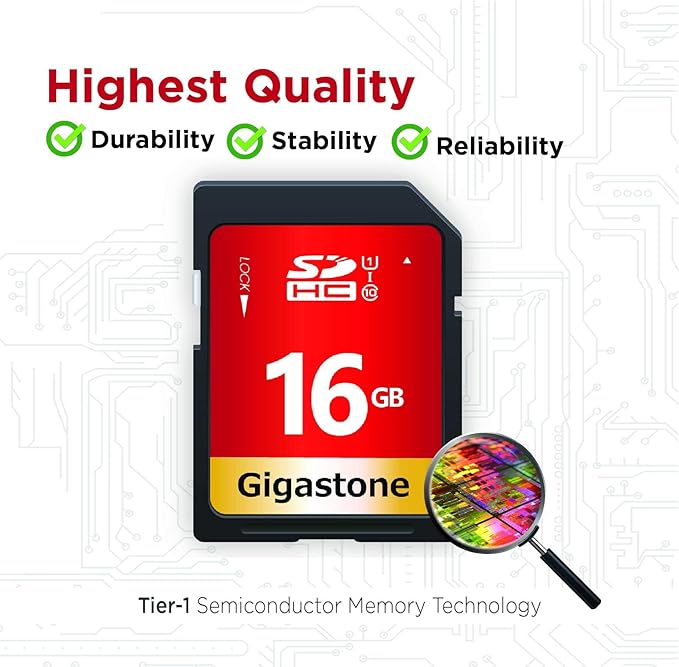 GIGASTONE 16GB SD Card 50-Pack UHS-I U1 Class 10 SDHC Memory Card High Speed - Image 7