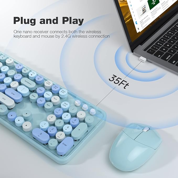 KNOWSQT Wireless Keyboard and Mouse Combo, - Image 2